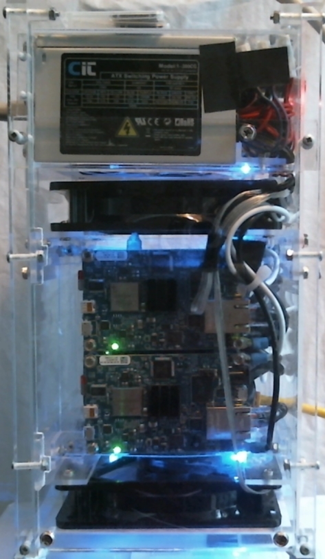 Powered on Parallella mini-cluster from left
